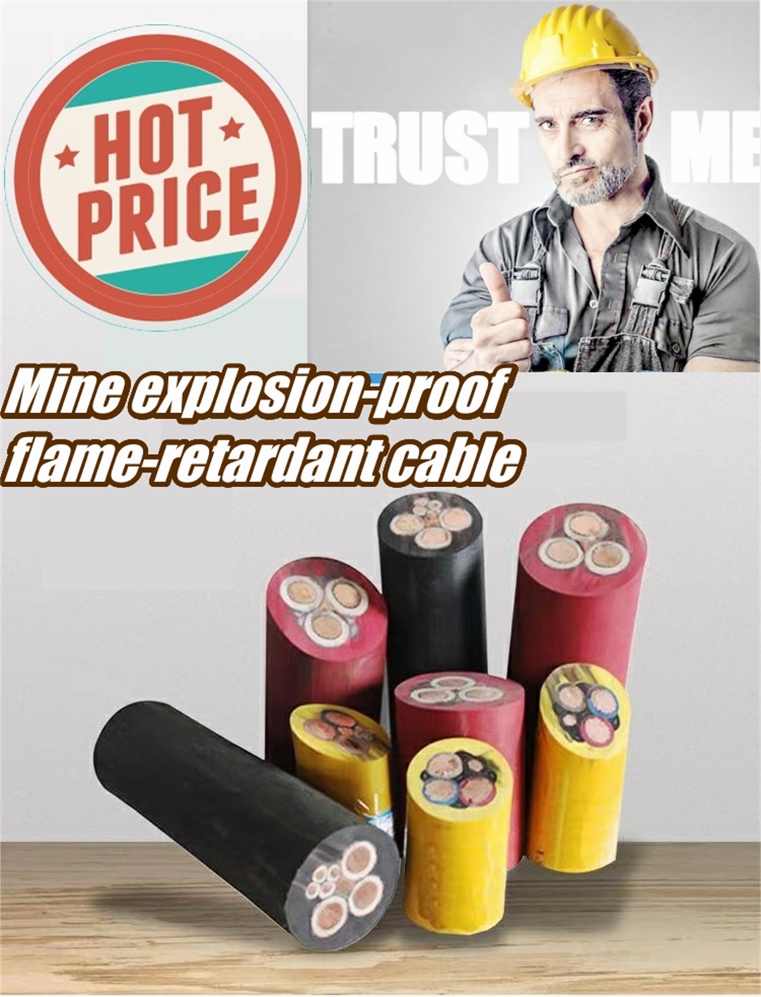 Mobile explosion-proof flame-retardant rubber sheathed flexible copper cable for coal mine