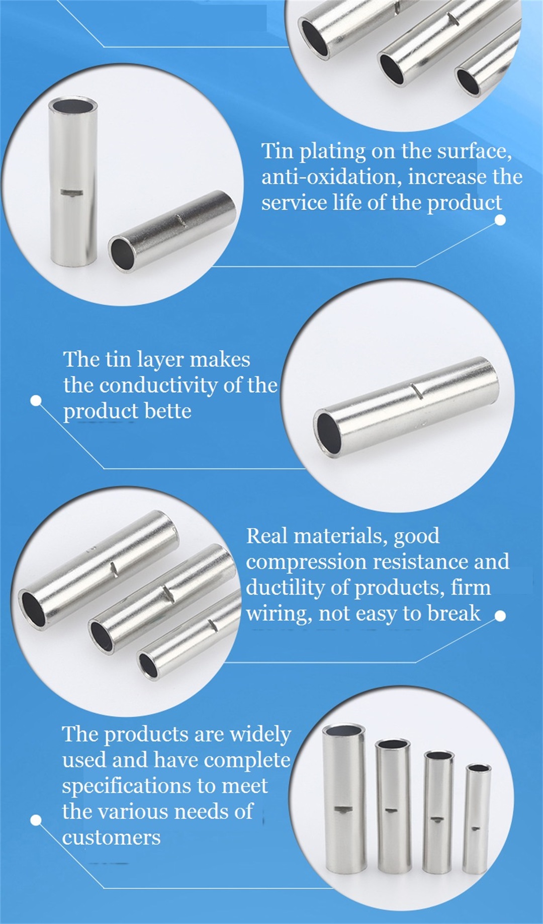 copper connecting tube cable lugs