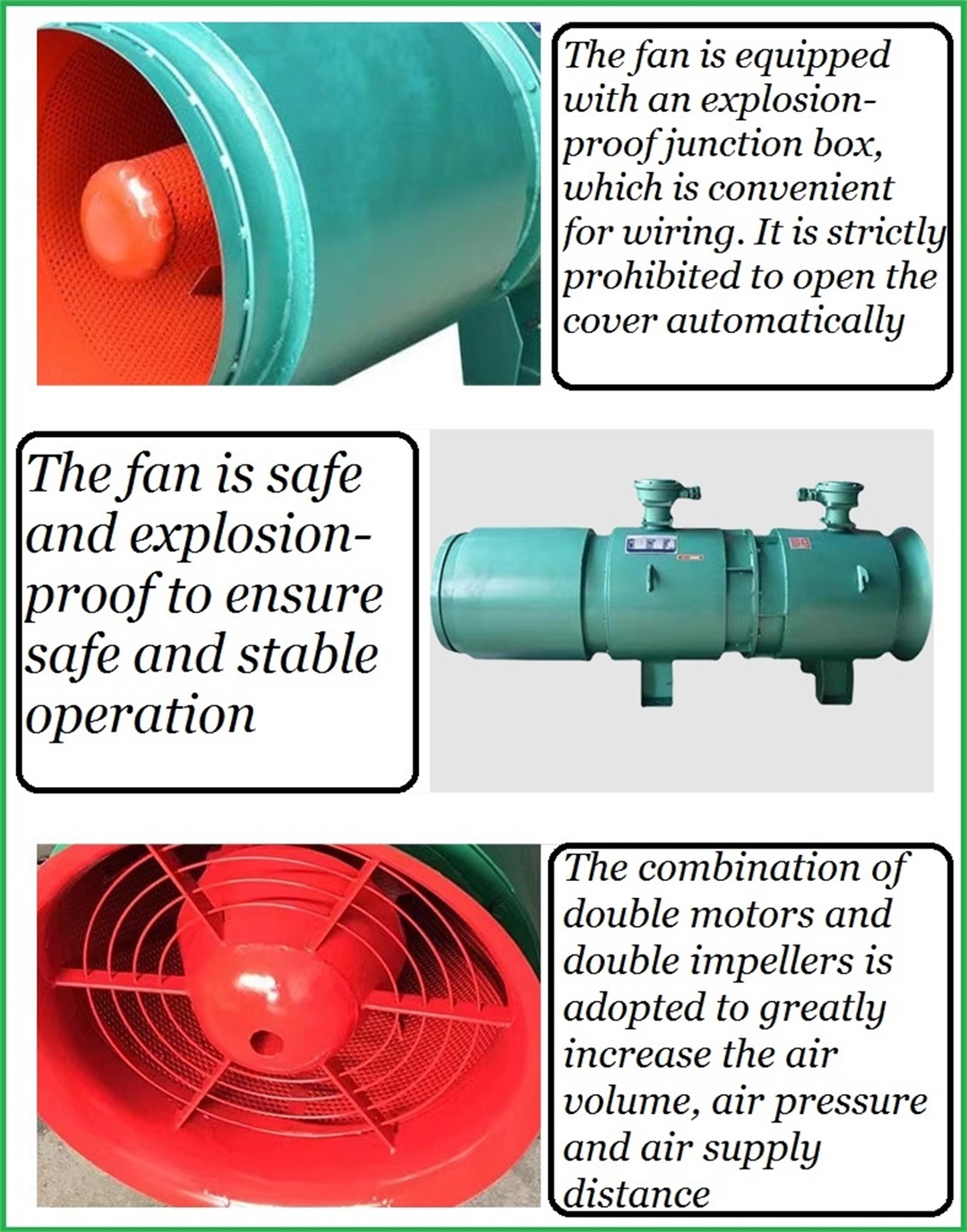 Mine counterrotating Press in type local axial flow fan